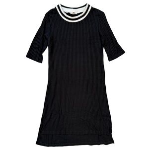 LNA Black Sheath Midi Dress 3/4 Sleeve Crew Neck